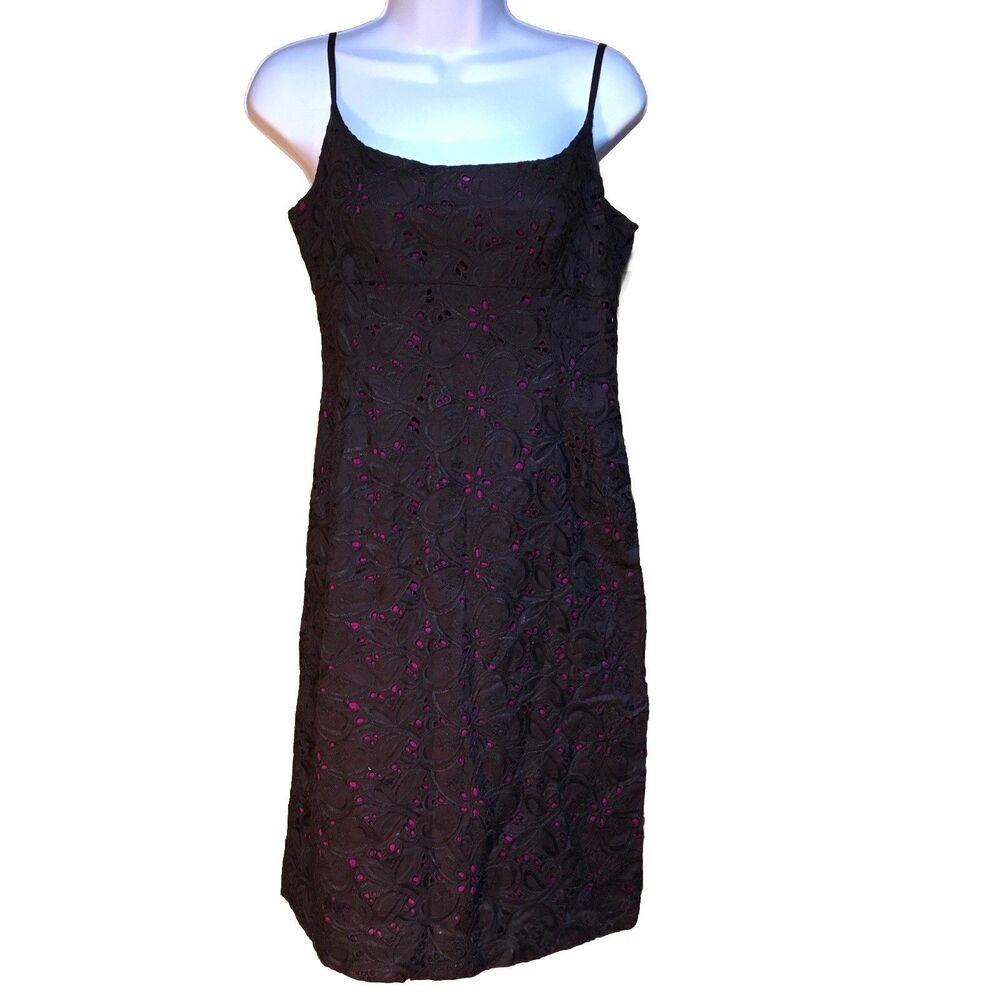 NWT $149 Ann Taylor Brown And Pink Keyhole Eyelet Sundress Sz 6 Lined Cotton
